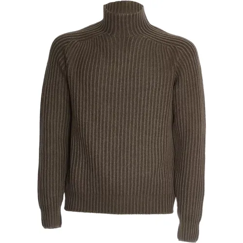 Elegant Taupe Wool Mockneck Sweater , Herren, Größe: S - 04651/ A trip in a bag - Modalova