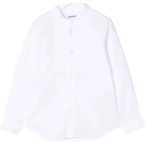 Weiße kragenlose Bluse mit Logo-Stickerei - Dondup - Modalova