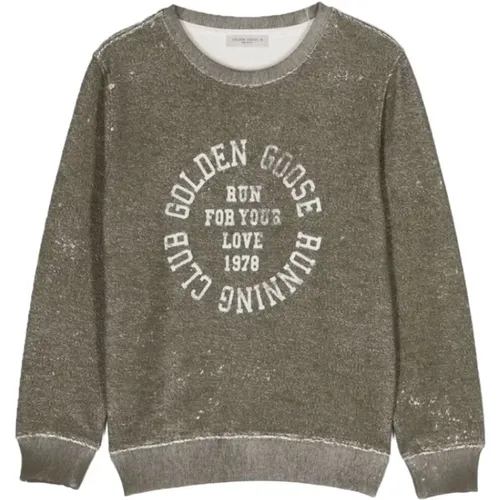 Bedruckter Crewneck-Sweatshirt, 100% Baumwolle - Golden Goose - Modalova