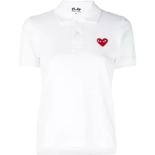 Rotes Herz Logo Polo Shirt , Damen, Größe: M - Comme des Garçons Play - Modalova