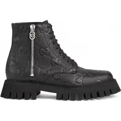 Leather GG Boots , male, Sizes: 8 UK, 7 UK, 9 1/2 UK, 8 1/2 UK, 10 UK, 9 UK - Gucci - Modalova