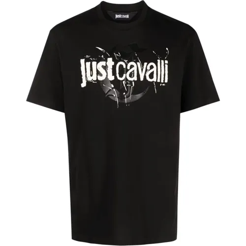 Schwarze Grafik T-Shirts und Polos , Herren, Größe: S - Just Cavalli - Modalova