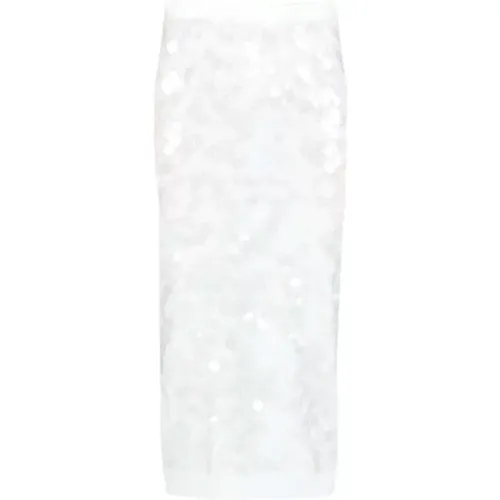 Weiße Pailletten Strick Midi Rock , Damen, Größe: XL - N21 - Modalova