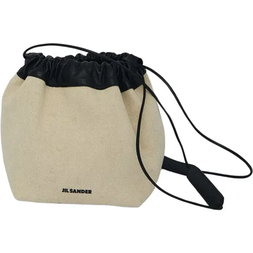 Cream Linen Dumpling Bucket Bag , female, Sizes: ONE SIZE - Jil Sander - Modalova