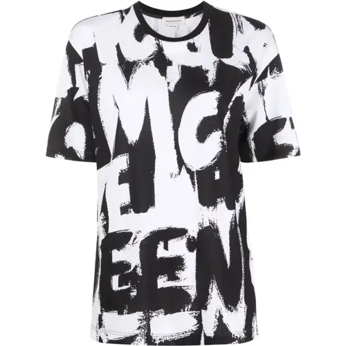 Grafikdruck Weißes T-Shirt , Damen, Größe: M - alexander mcqueen - Modalova