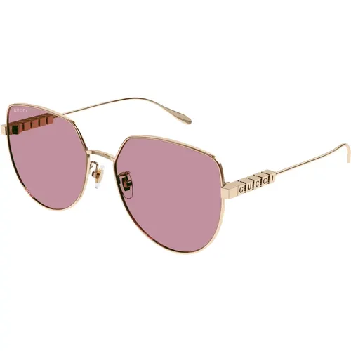 Gold/Pink Sunglasses GG1435SA,Gold/Grey Sunglasses - Gucci - Modalova