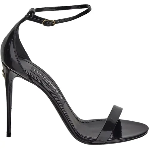 Schwarze Leder High-Heel Sandalen - Dolce & Gabbana - Modalova