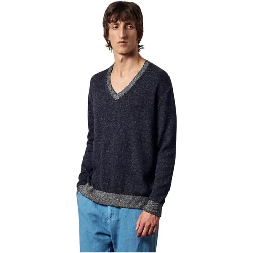 Oversized Linen/Cashmere V-Ausschnitt Pullover - Massimo Alba - Modalova
