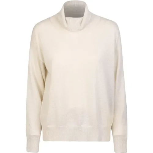 Cozy White High Neck Sweater , female, Sizes: S, M - Fabiana Filippi - Modalova