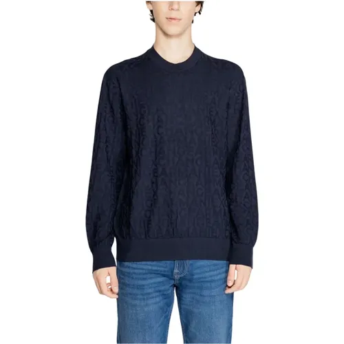 Blaue Pullover Logo Pullover , Herren, Größe: L - Emporio Armani - Modalova