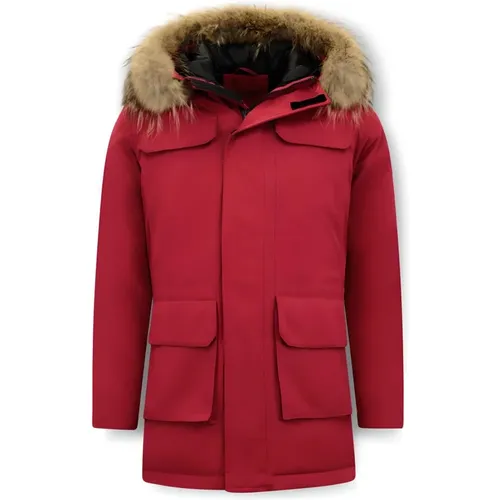 Men Parka Winter Jacket - Large Real Fur Collar , male, Sizes: M, XL, L, S - Enos - Modalova