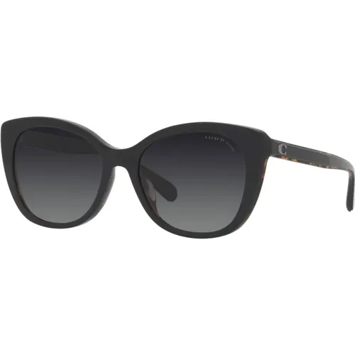 Schwarze/Graue Sonnenbrille , Damen, Größe: 55 MM - Coach - Modalova