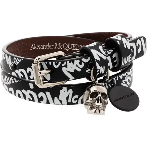 Edles Leder-Wraparound-Armband , Herren, Größe: ONE Size - alexander mcqueen - Modalova