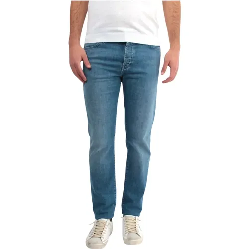 Blaue Jeans Slim Fit Knopfverschluss , Herren, Größe: W42 - Roy Roger's - Modalova