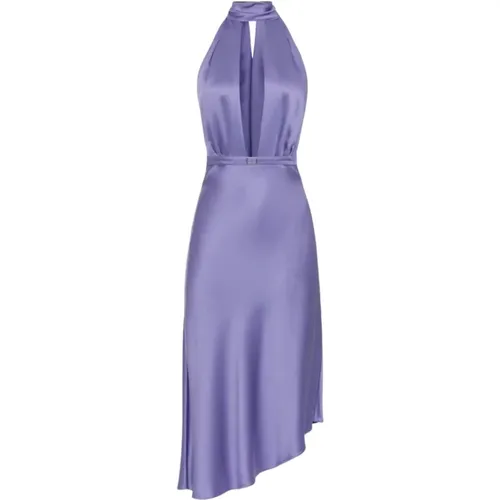 Asymmetric Satin Midi Dress , female, Sizes: M, L, S, XL - Elisabetta Franchi - Modalova