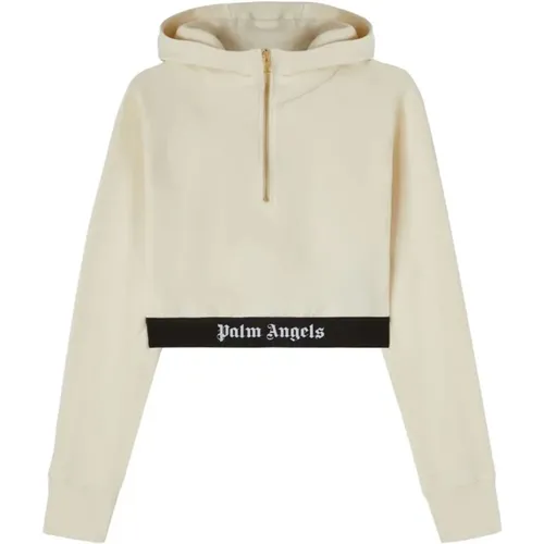 Cropped Hooded Sweatshirt Women , female, Sizes: M - Palm Angels - Modalova