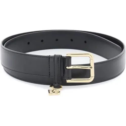 Charm logo leather belt , female, Sizes: 85 CM, 90 CM - Dolce & Gabbana - Modalova