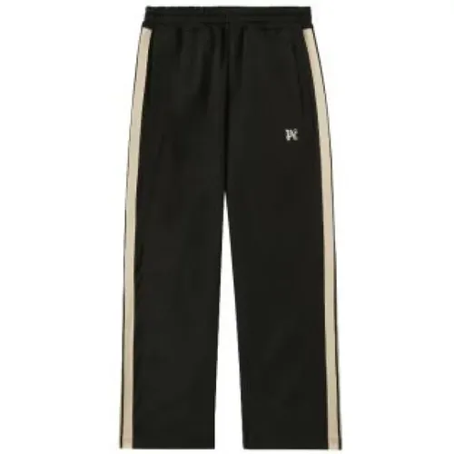 Schwarze Monogramm-bestickte Track Pants mit Streifendetails , Herren, Größe: L - Palm Angels - Modalova