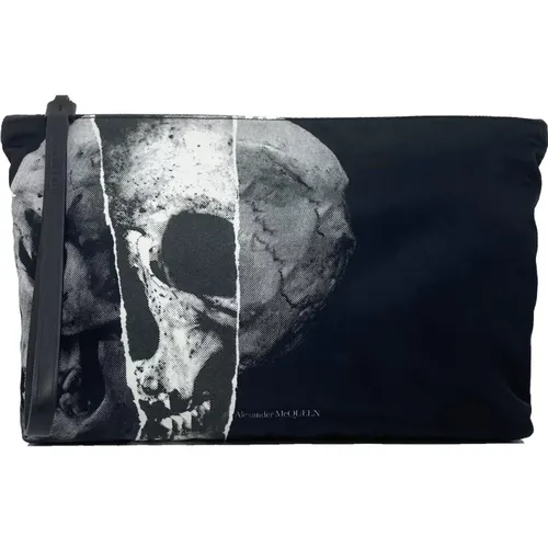 Skull Print Fabric Pouch Bag , female, Sizes: ONE SIZE - alexander mcqueen - Modalova