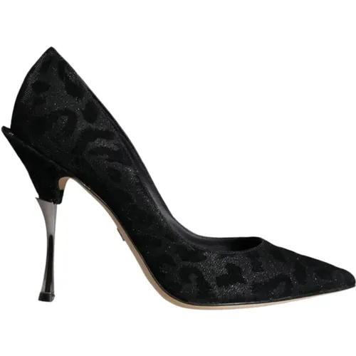 Leopard Lurex High Heel Pumps , Damen, Größe: 37 EU - Dolce & Gabbana - Modalova