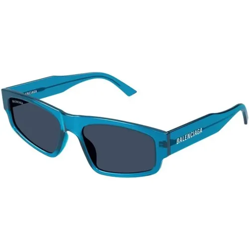 Blaues Gestell Blaue Linse Sonnenbrille , unisex, Größe: 56 MM - Balenciaga - Modalova