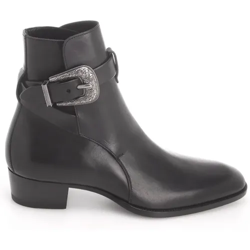 Elegant Leather Ankle Boots , female, Sizes: 7 UK - Saint Laurent - Modalova