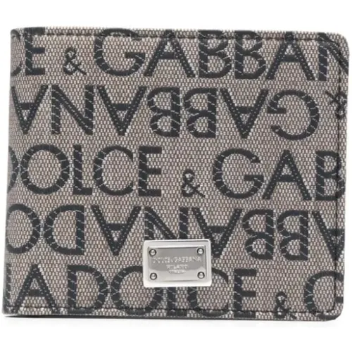 Braune Logo Jacquard Geldbörse , Herren, Größe: ONE Size - Dolce & Gabbana - Modalova