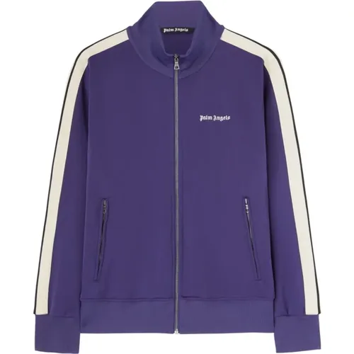 Blauer Pullover mit Streifendetails,Klassische Logo Track Jacket - Palm Angels - Modalova