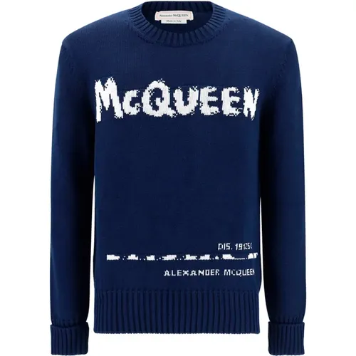 Blauer Logo Pullover für Männer , Herren, Größe: M - alexander mcqueen - Modalova
