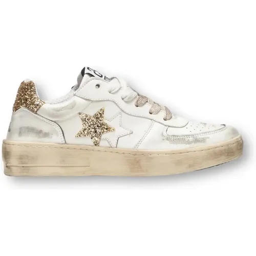 Glitter Gold Padel Sneakers Bianca , female, Sizes: 8 UK - 2Star - Modalova