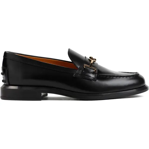 Leather Loafers with T Ring , female, Sizes: 5 1/2 UK - TOD'S - Modalova