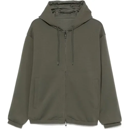 Sweater Reversible Hooded Jacket , male, Sizes: M, L, 2XL, XL - Emporio Armani - Modalova