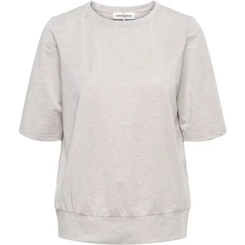 Melange Jersey Top mit 3/4 Ärmeln,Melange C-Grau Top mit 3/4 Arm - &Co Woman - Modalova