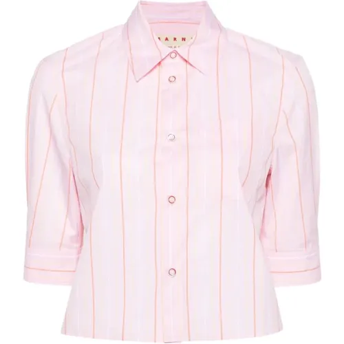Striped Cotton Shirt , female, Sizes: XS - Marni - Modalova