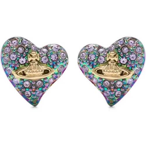 Crystal Heart Butterfly Earrings , unisex, Sizes: ONE SIZE - Vivienne Westwood - Modalova