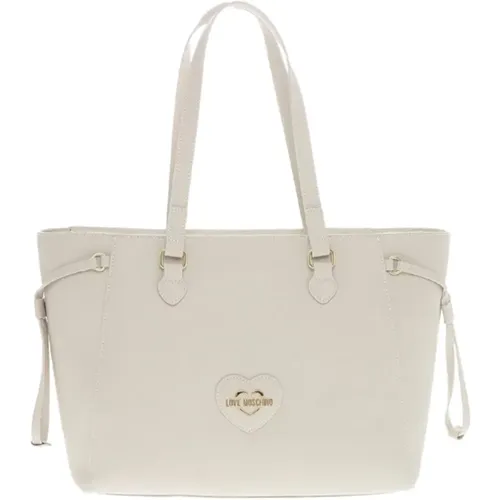 Ivory Synthetic Shopper Bag , female, Sizes: ONE SIZE - Love Moschino - Modalova