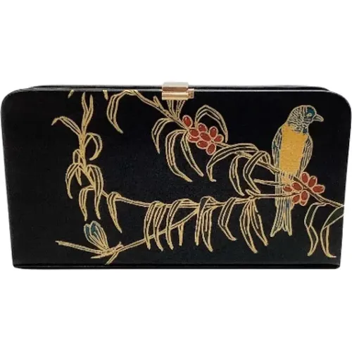Leather Bird-Painted Clutch Bag , female, Sizes: ONE SIZE - Dries van Noten Pre-owned - Modalova