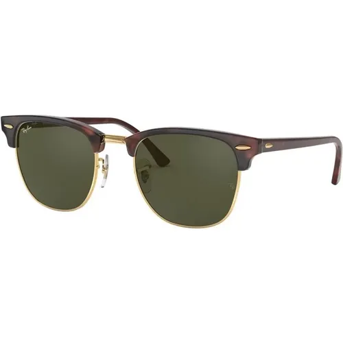 Clubmaster 3016 Tortoise Sunglasses with Green Lenses , unisex, Sizes: 51 MM - Ray-Ban - Modalova