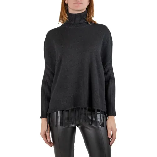 Hoher Kragen Schwarzer Pullover Aw24 - Manila Grace - Modalova