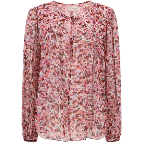 Floral Shirt with Keyhole Neckline , female, Sizes: L - Isabel Marant Étoile - Modalova