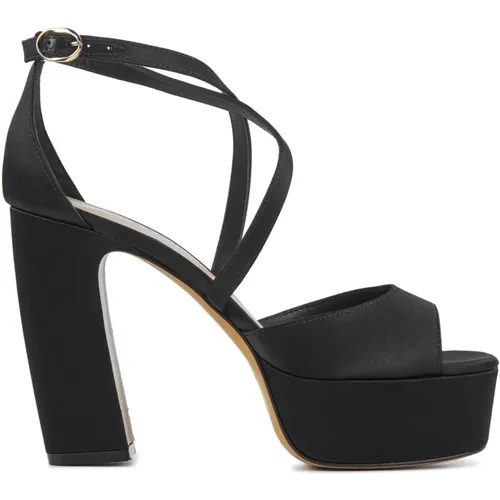 Schwarze Satin High Heel Sandalen - Lina Locchi - Modalova