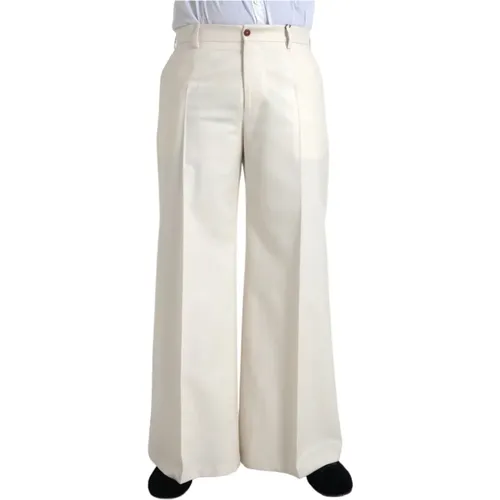 Weiße Wollweite Hosen , Herren, Größe: M - Dolce & Gabbana - Modalova