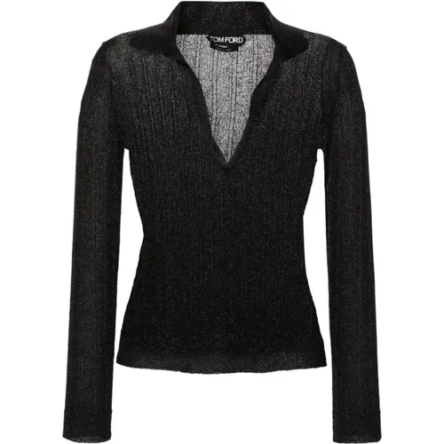 V-neck Knitwear Polo Style , female, Sizes: M, S - Tom Ford - Modalova