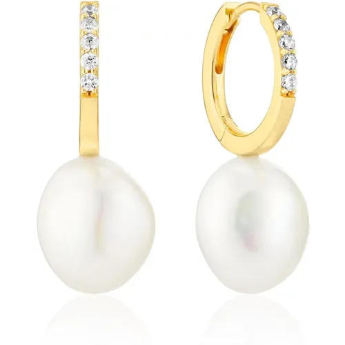 Vergoldete Ohrringe mit Zirkonia und Perlen , Damen, Größe: ONE Size - Sif Jakobs Jewellery - Modalova
