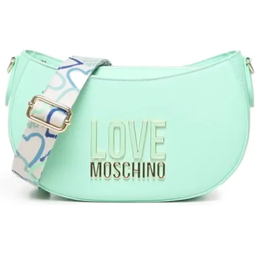 Grüne Mint Schultertasche mit Logo Plaque - Love Moschino - Modalova