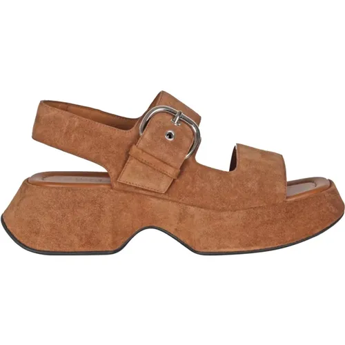 Suede Platform Sandals with Metal Buckle , female, Sizes: 4 UK - Vic Matié - Modalova