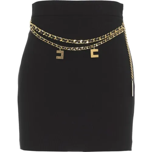 Stretch Crêpe Mini Skirt , female, Sizes: XS, S, L, M, XL - Elisabetta Franchi - Modalova