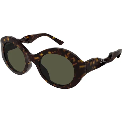 Havana/Green Sunglasses , female, Sizes: 53 MM - Balenciaga - Modalova