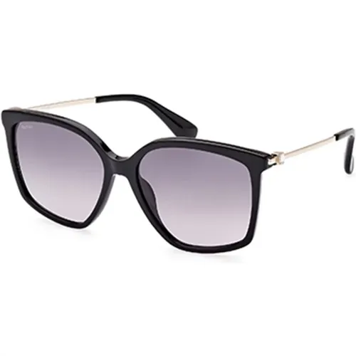 Stilvolle schwarze Sonnenbrille mit grauen Gläsern , Damen, Größe: 56 MM - Max Mara - Modalova