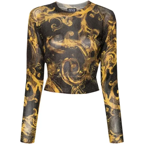 Sweaters with Lurex Print , female, Sizes: M, 2XS, XS, S - Versace Jeans Couture - Modalova